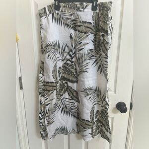 Tahari Tropical Print Women's Skirt 100% linen with pockets, natural Fibers SZ L